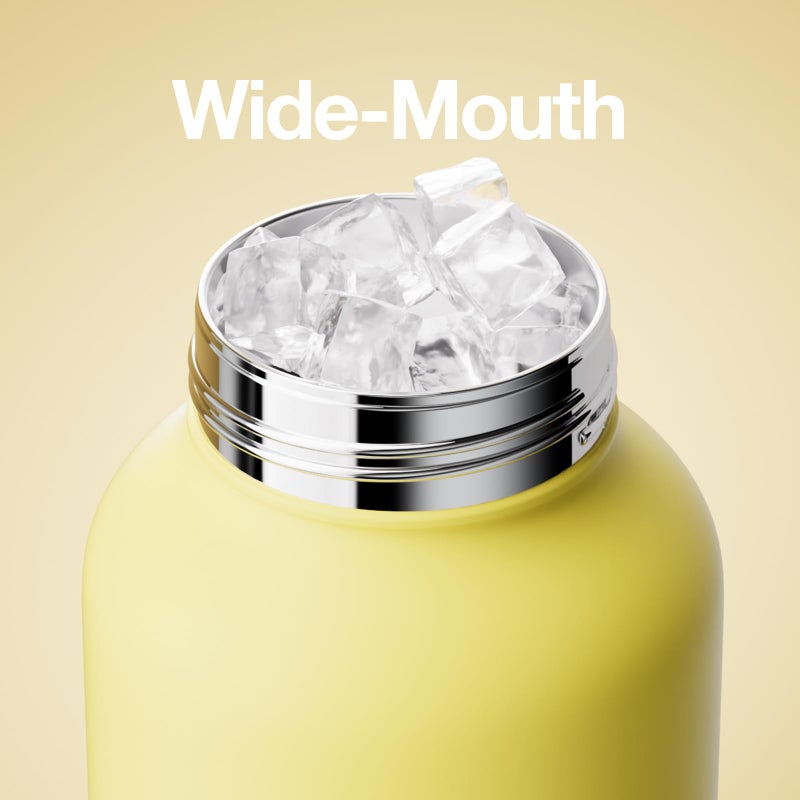 CHAKO LAB Water Bottle with Straw and Carry Handle | Wide Mouth vacuum Ceramic Liner | Reusable, leak-proof and BPA-free | 33oz(Yellow&Purple) - Image 5