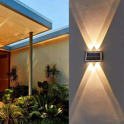 LITVERSE Solar Lights for Outside Solar Fence Lights Outdoor Up and Down Solar Wall Lights for, Garden,Home Decor, Courtyard and Balcony Decoration, Auto on Off 4 LEDs (ABS,Warm Light) - Image 1