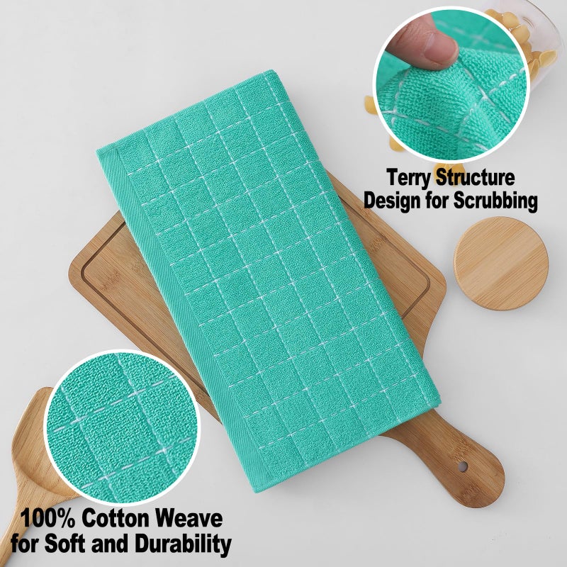 Homaxy 100% Cotton Terry Kitchen Dish Cloths  Ultra Soft and Absorbent Dish Towels for Kitchen  Suitable for Drying and Washing Dishes  12 Pack  12 x 12 Inches  Turquoise - Image 2
