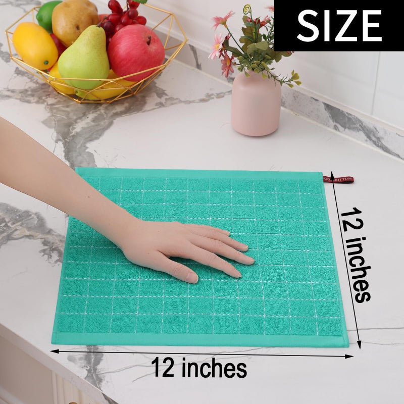 Homaxy 100% Cotton Terry Kitchen Dish Cloths  Ultra Soft and Absorbent Dish Towels for Kitchen  Suitable for Drying and Washing Dishes  12 Pack  12 x 12 Inches  Turquoise - Image 5
