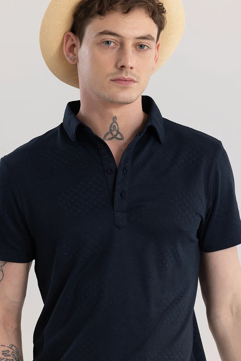 SNITCH Meteor Navy Blue Polo T-Shirt - Image 5