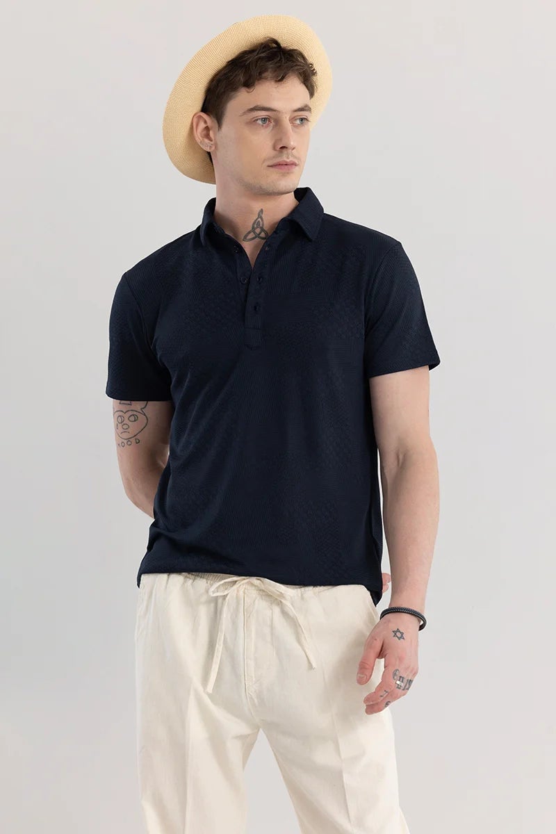 SNITCH Meteor Navy Blue Polo T-Shirt - Image 4