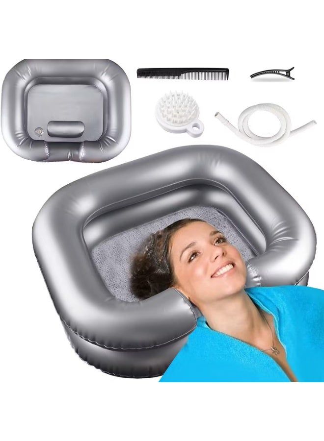 CHIYLE Inflatable Shampoo Basin - Portable Hair Washing Basin for Bedridden, Pregnant, Elderly, and Those with Limited Mobility for At-Home Use - Image 1