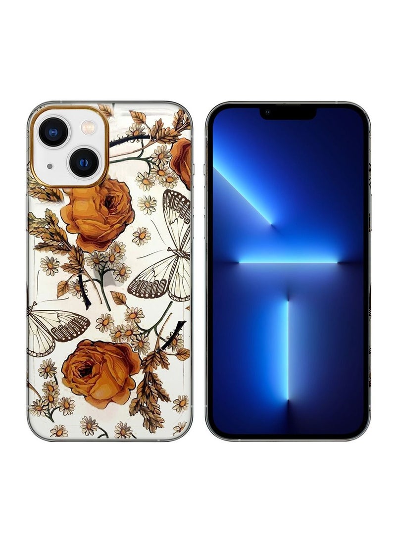 JOWAY iPhone 13 Floral Clear Case Ultra Slim Shockproof Flower Print Transparent Cover Design 6 - Image 2