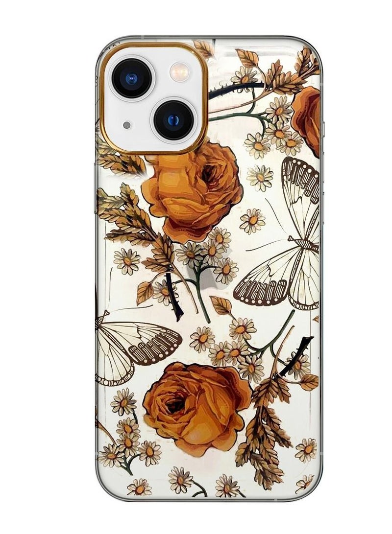 JOWAY iPhone 13 Floral Clear Case Ultra Slim Shockproof Flower Print Transparent Cover Design 6 - Image 1