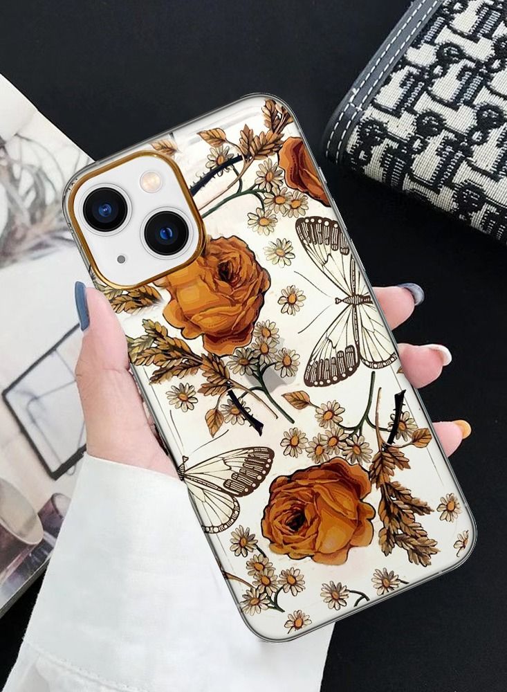 JOWAY iPhone 13 Floral Clear Case Ultra Slim Shockproof Flower Print Transparent Cover Design 6 - Image 3