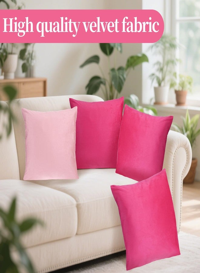 Bruislard 6 Pcs Velvet Throw Pillow Covers 18 x 18 Inch Decorative Pillow Cases Soft Cushion Pink Pillowcase for Picnic Patio Couch Garden Bench Porch, No Inserts - Image 5