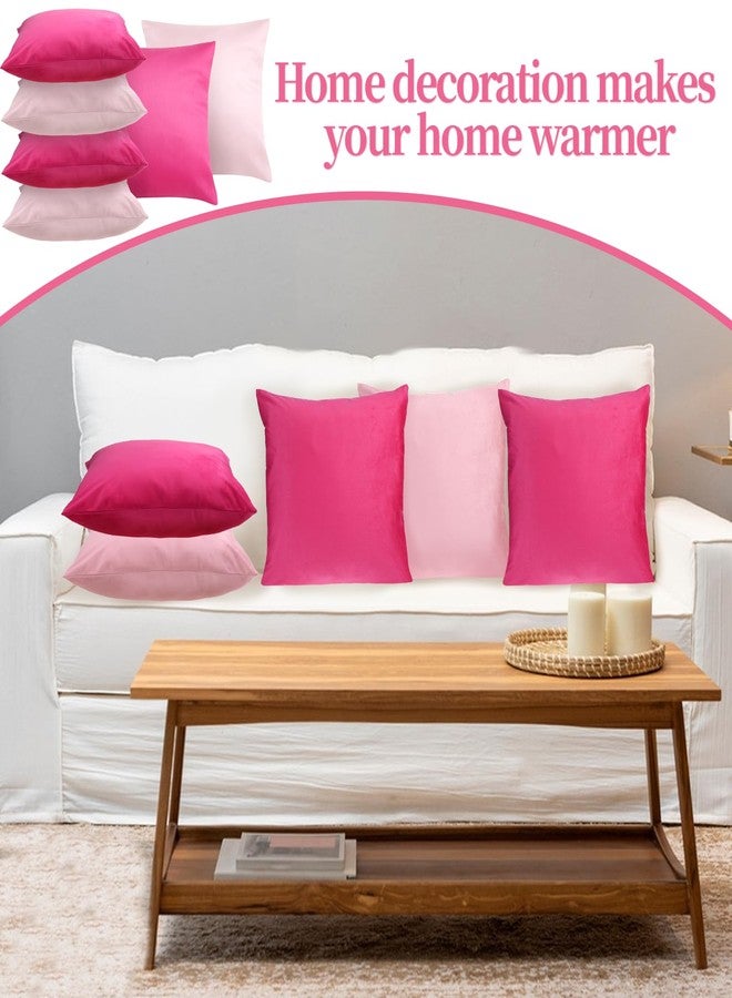 Bruislard 6 Pcs Velvet Throw Pillow Covers 18 x 18 Inch Decorative Pillow Cases Soft Cushion Pink Pillowcase for Picnic Patio Couch Garden Bench Porch, No Inserts - Image 3