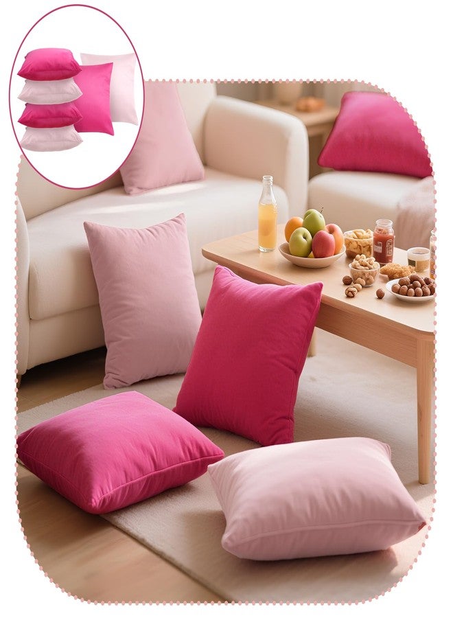 Bruislard 6 Pcs Velvet Throw Pillow Covers 18 x 18 Inch Decorative Pillow Cases Soft Cushion Pink Pillowcase for Picnic Patio Couch Garden Bench Porch, No Inserts - Image 4