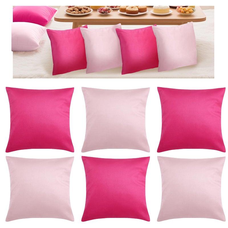Bruislard 6 Pcs Velvet Throw Pillow Covers 18 x 18 Inch Decorative Pillow Cases Soft Cushion Pink Pillowcase for Picnic Patio Couch Garden Bench Porch, No Inserts - Image 1