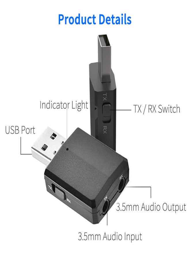 BT 5.0 Wirelessly Receiver Audio Adapter Transmitter 3.5mm Music AUX Car - Image 3
