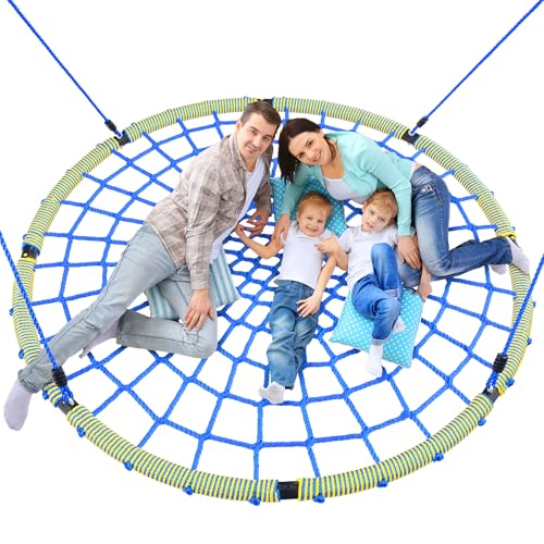 Trekassy 60 Large Spider Web Saucer Tree Swing for Kids Adults 750lbs Heavy Duty Outdoor Net Swing with Steel Frame and 2 Tree Hanging Straps Patented - Image 1