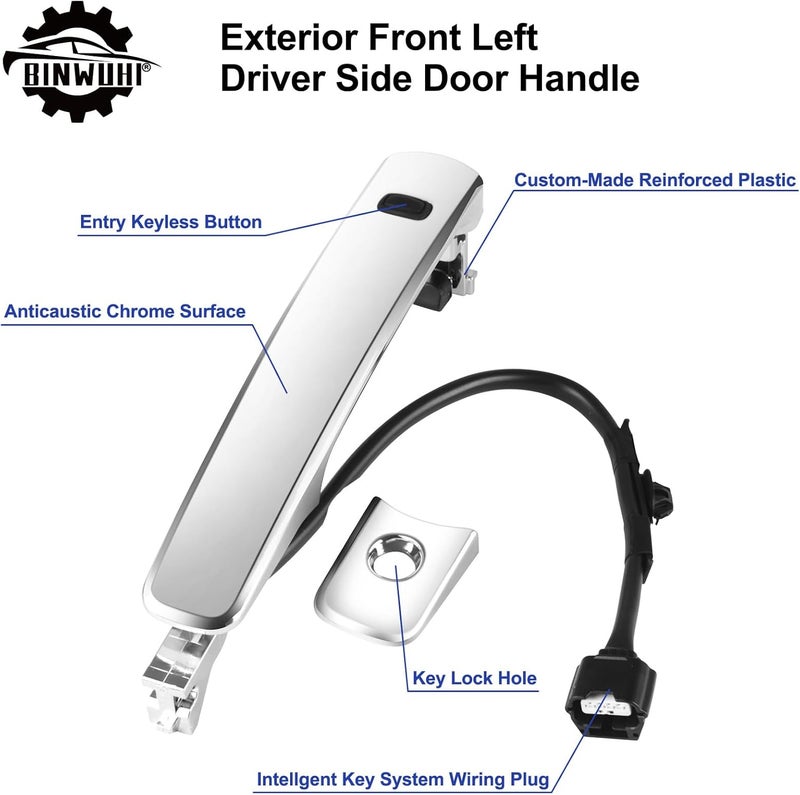 BINWUHI Chrome Exterior Front Left Driver Side Door Handle with Smart Entry Keyless for Nissan Rogue 2010-2013 - Image 3