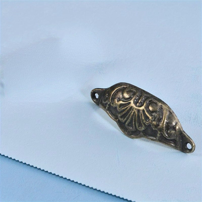 1pc Elegant Antique Style Half Round Sheet Handle Bronze Intricate Floral Design Ideal for Furniture Cabinets Drawers New Chinese Inspired Look Durable Metal Finish Vintage Furniture Handles - Image 3