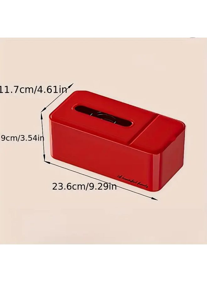 Red 2 In 1 Tissue Box And Remote Control Holder Sleek Space Saving Organizer For Living Room Bathroom Office - Image 3