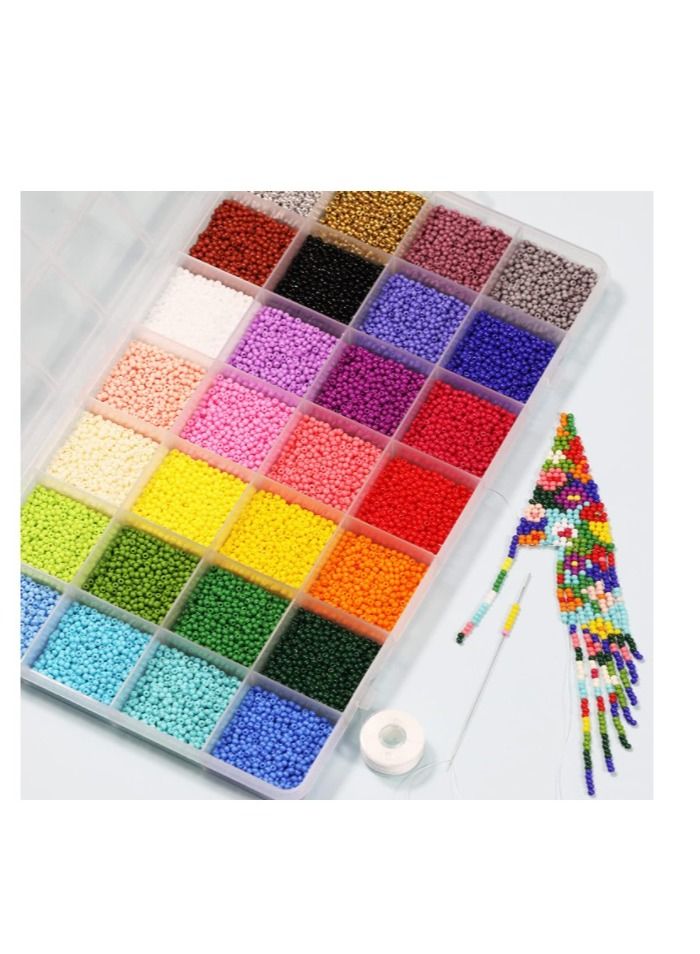Grab Mantra 4500 Pcs Glass Seed Pony Beads With Jump Rings, Lobster Clasps, Earring Hooks, 2 Rolls Elastic String Plus Alphabet Letters  - Image 3