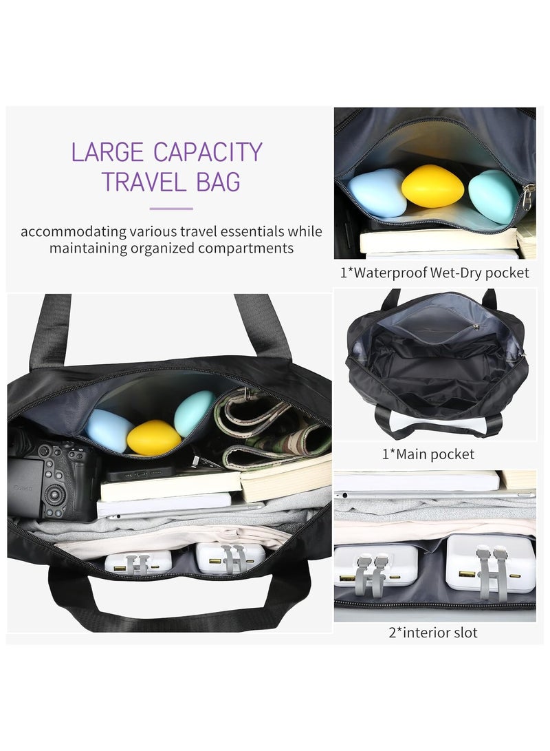 Rolling Duffle Bag with Wheels,Expandable Carry On Luggage Bag with Wheels,Foldable Duffle Bag for Travel,Weekend Bag for Women,Travel Duffel Bag with Spinner Wheels,Large Gym Bag (Black) - Image 3