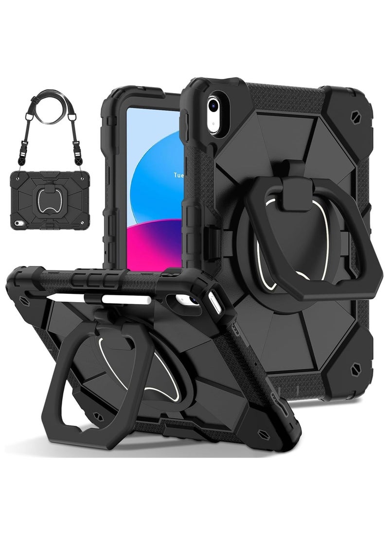 General - Case Compatible with iPad 10th Generation 10.9 inch Cover, 360 Degree Rotating Handle Stand Heavy Duty Shockproof Case with Shoulder Strap for iPad 10th - Image 1