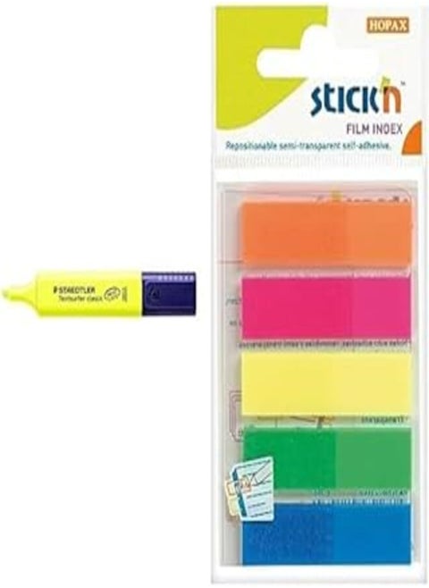 Staedtler textsurfer classic 364-1 highlighter - yellow + Stick n value 12 mm film index tab - neon multi-colour