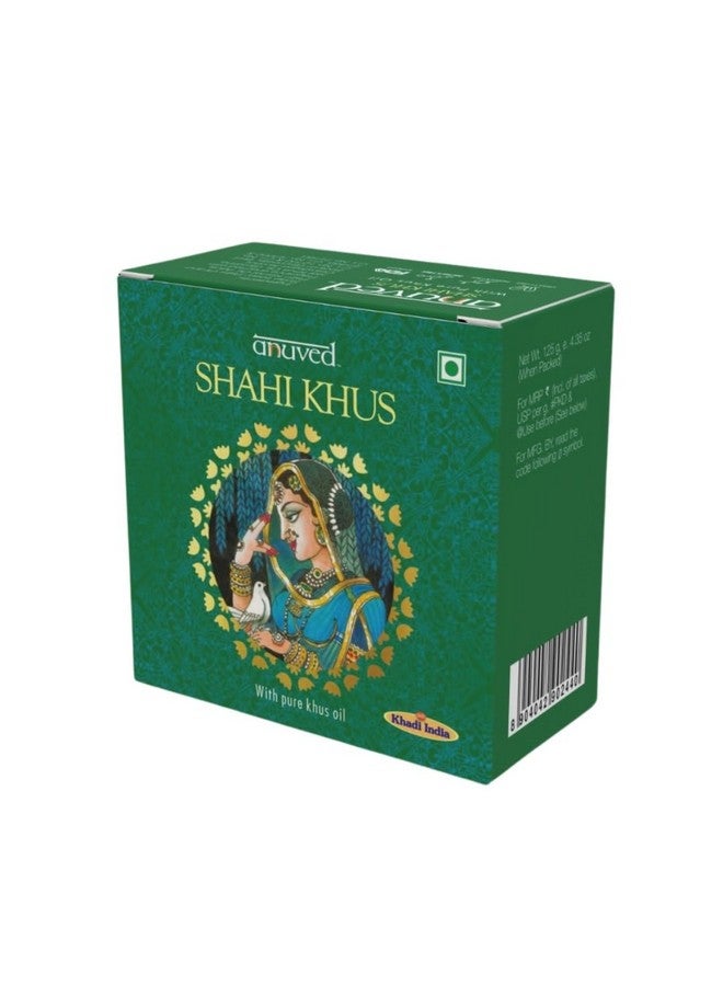 Anuved Shahi Khus Soap | Pack of 6 | 125g Each | With Pure Khus Oil & Rishikesh Gangajal | Calming, Soothing & Antibacterial Herbal Soaps |Paraben & Cruelty Free | Khus Soaps for Bath for Men & Women - Image 2