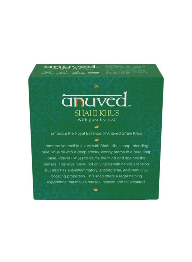 Anuved Shahi Khus Soap | Pack of 6 | 125g Each | With Pure Khus Oil & Rishikesh Gangajal | Calming, Soothing & Antibacterial Herbal Soaps |Paraben & Cruelty Free | Khus Soaps for Bath for Men & Women - Image 3