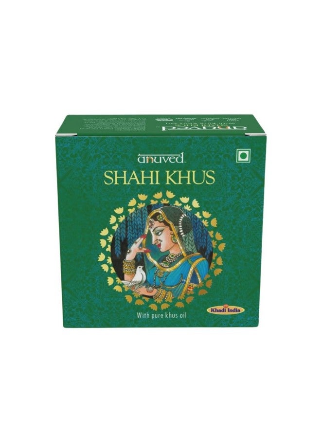 Anuved Shahi Khus Soap | Pack of 6 | 125g Each | With Pure Khus Oil & Rishikesh Gangajal | Calming, Soothing & Antibacterial Herbal Soaps |Paraben & Cruelty Free | Khus Soaps for Bath for Men & Women - Image 5