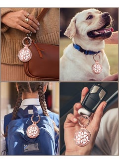 Generic Rhinestone Flower Metal Airtag Case Holder, Diamonds Shine Badge Air Tag Cover, Air Tag Protective Shell Key Chain Compatible Apple Air Tag (Rose Gold)  - Image 3