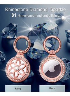 Generic Rhinestone Flower Metal Airtag Case Holder, Diamonds Shine Badge Air Tag Cover, Air Tag Protective Shell Key Chain Compatible Apple Air Tag (Rose Gold)  - Image 5