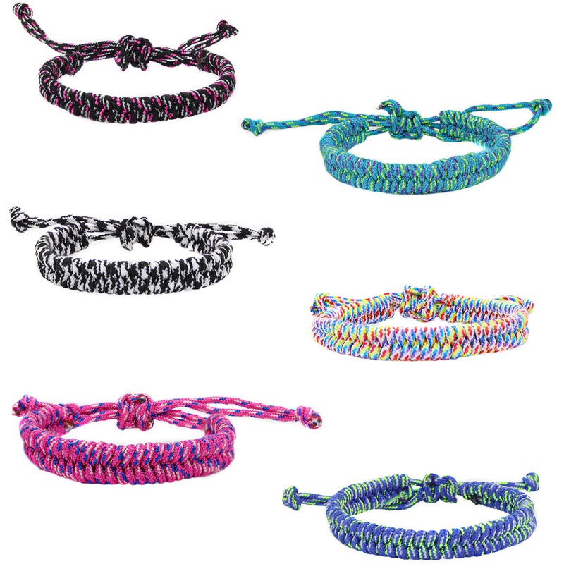 FROG SAC 6 Paracord Bracelets for Girls Woven Parachute Cord Braided String Bracelet Pack Adjustable Friendship Jewelry Teen Girl Scout Camp Party Favors Easter Basket Fillers Stocking Stuffers - Image 2