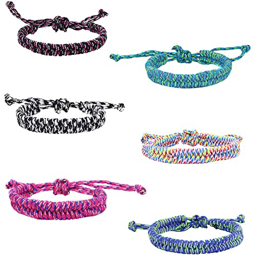 FROG SAC 6 Paracord Bracelets for Girls Woven Parachute Cord Braided String Bracelet Pack Adjustable Friendship Jewelry Teen Girl Scout Camp Party Favors Easter Basket Fillers Stocking Stuffers - Image 1