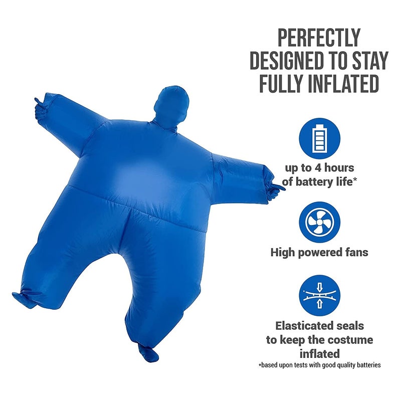 Morphsuits Morph Blue Megamorph Kids Inflatable Costume, Blue Inflatable Costume for Kids, Blue Blow Up Costumes for Kids, Blue Inflatable Suit Kids, Bubble Suit for Kids, Funny Blow Up Costumes Kids - Image 3