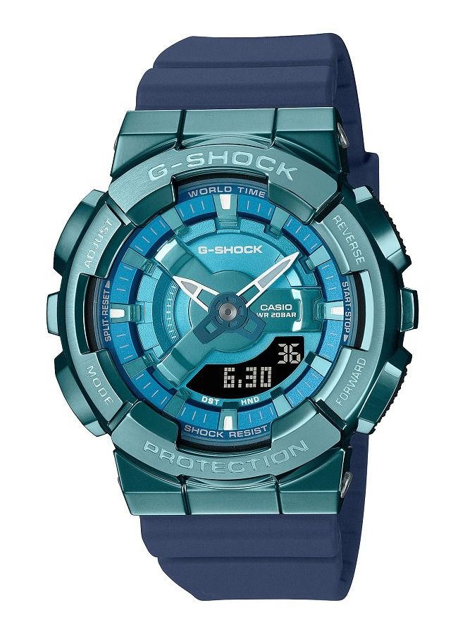 Casio Women Watch G-Shock Analog Digital Blue Dial Stainless Steel Bezel Resin Band GM-S110LB-2AD - Image 1