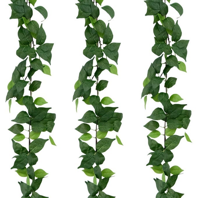 3 STRANDS ARTIFICIAL VINES KIT 71 SILK EUCALYPTUS IVY GARLAND GREEN LEAVES NATURAL ODORLESS FAKE GREENERY HANGING PLANTS DECORATION FOR HOME BEDROOM WALL PARTY WEDDING DECOR