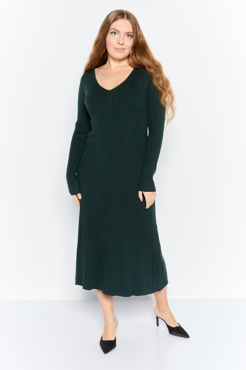 Tahari Women Solid Midi Dress, Green - Image 1