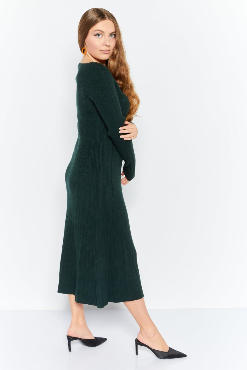 Tahari Women Solid Midi Dress, Green - Image 3