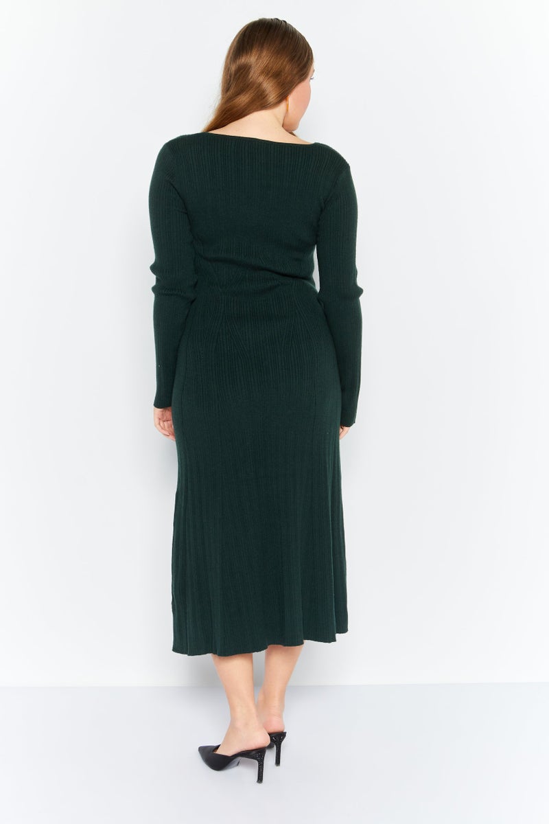 Tahari Women Solid Midi Dress, Green - Image 2