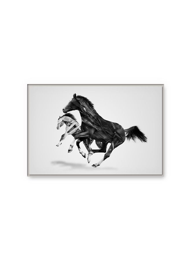 Marktna Canvas Wall Art For Wall Decoration, Horse Design, With A Hollow Silver Frame, Size (120x80),One Piece - Image 2