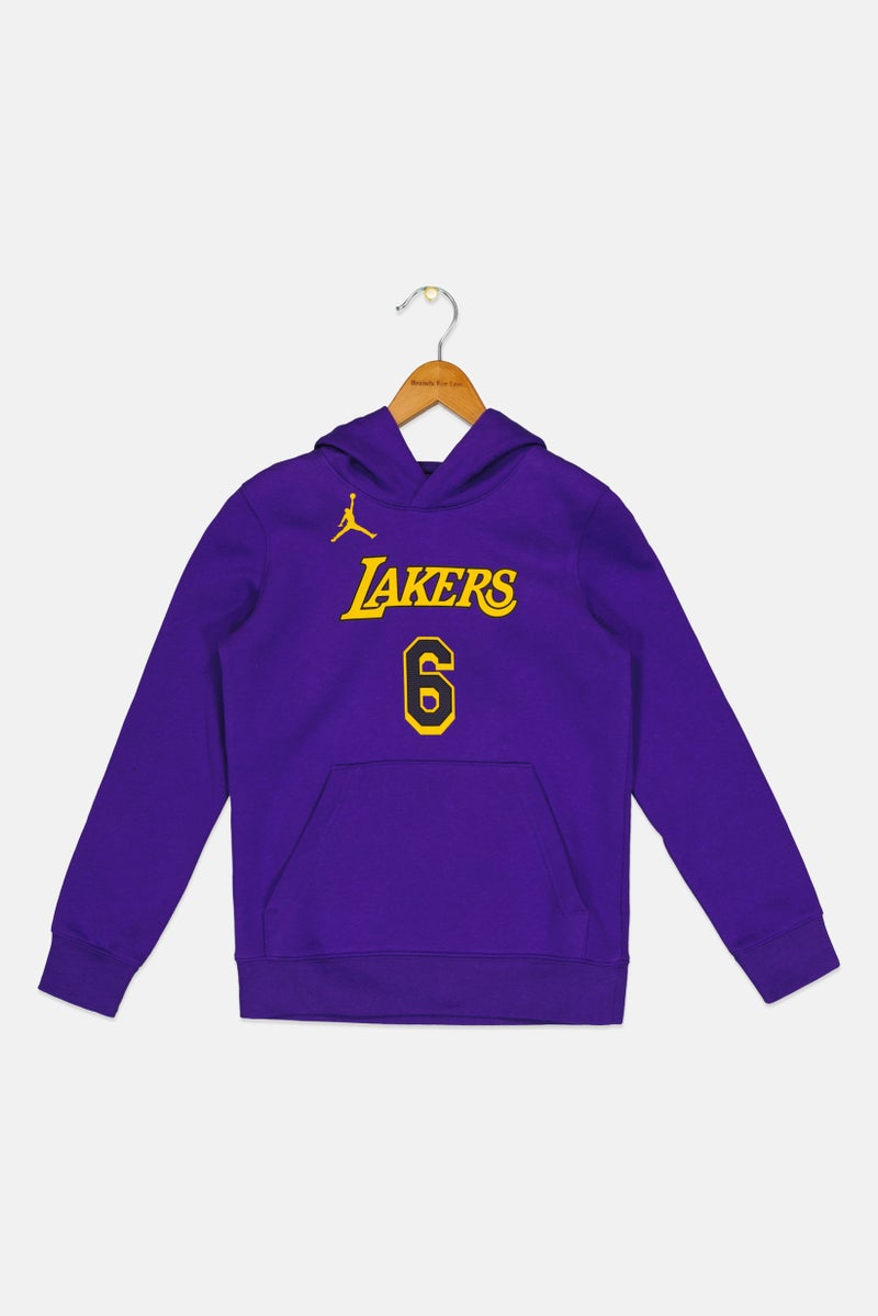 Air Jordan Air Jordan x NBA Kids Boy Lakers Long Sleeve Basketball Hoodies, Purple  - Image 1
