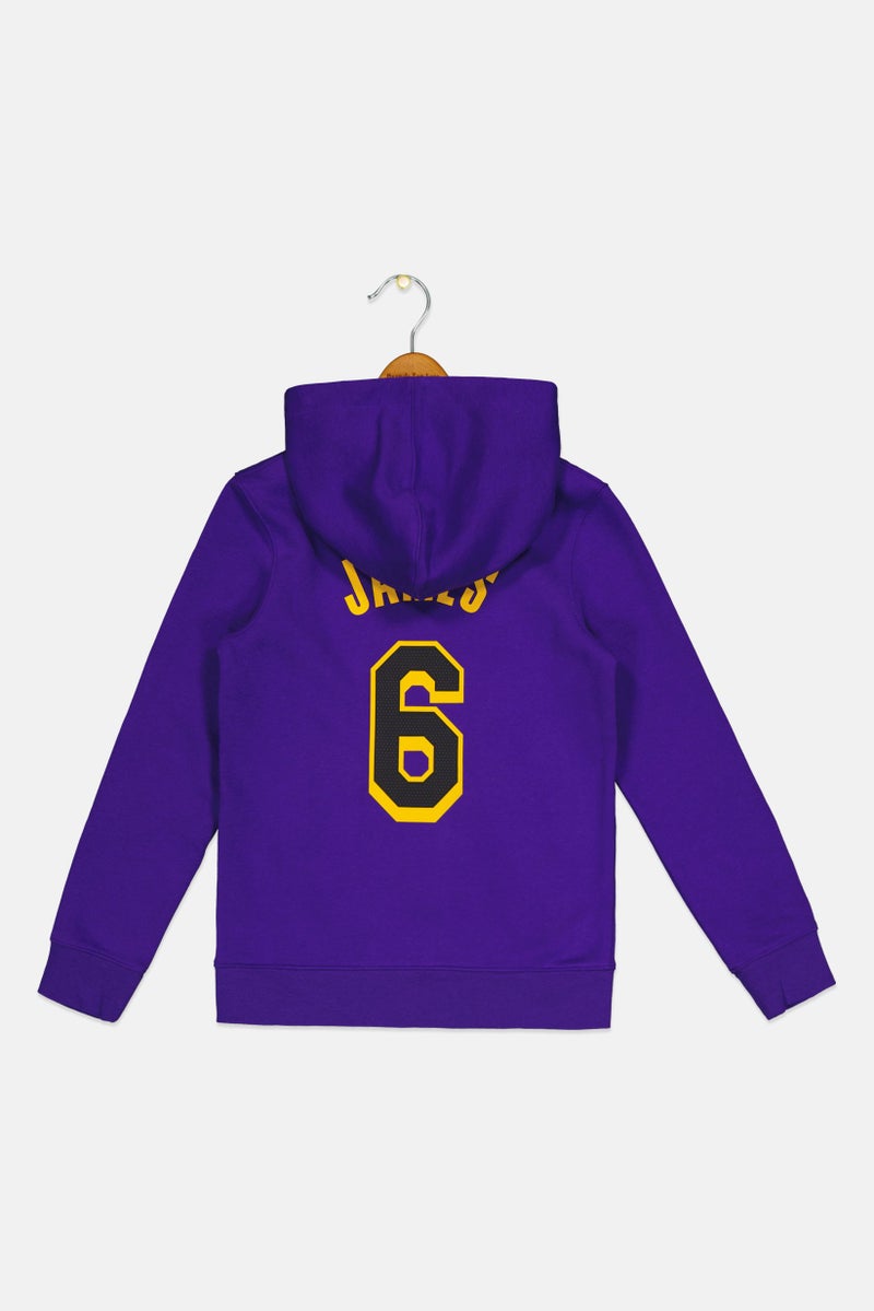 Air Jordan Air Jordan x NBA Kids Boy Lakers Long Sleeve Basketball Hoodies, Purple  - Image 2