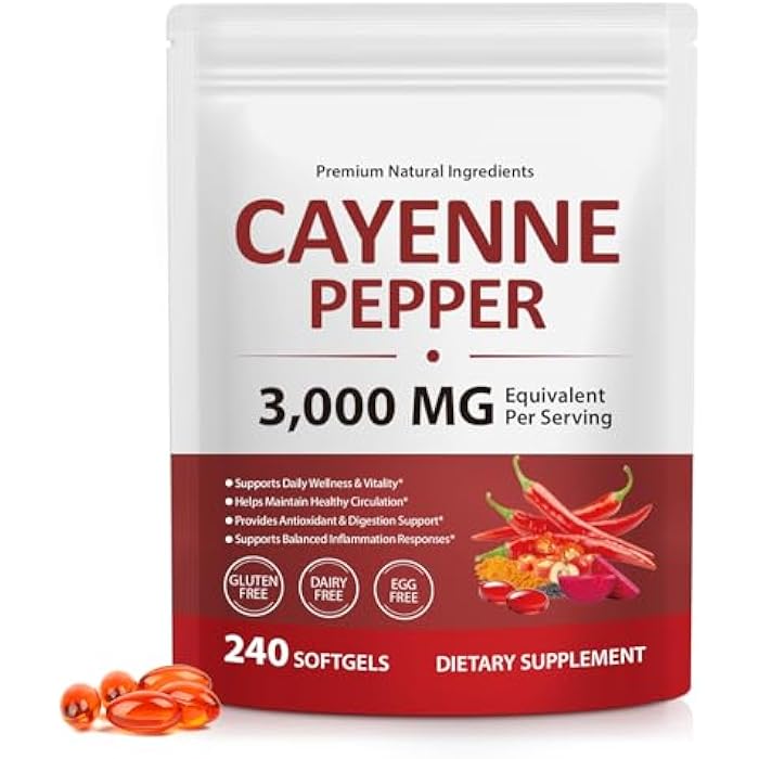 VOGSIG Cayenne Pepper Softgels with Beetroot Extract, Turmeric Curcumin & Hawthorn – Enhanced with Vitamins D3, K2 & E – Supports Heart Health, Circulation & Leg Vein Wellness – 240 Easy-to-Take Capsules - Image 1