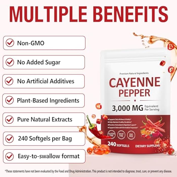 VOGSIG Cayenne Pepper Softgels with Beetroot Extract, Turmeric Curcumin & Hawthorn – Enhanced with Vitamins D3, K2 & E – Supports Heart Health, Circulation & Leg Vein Wellness – 240 Easy-to-Take Capsules - Image 2