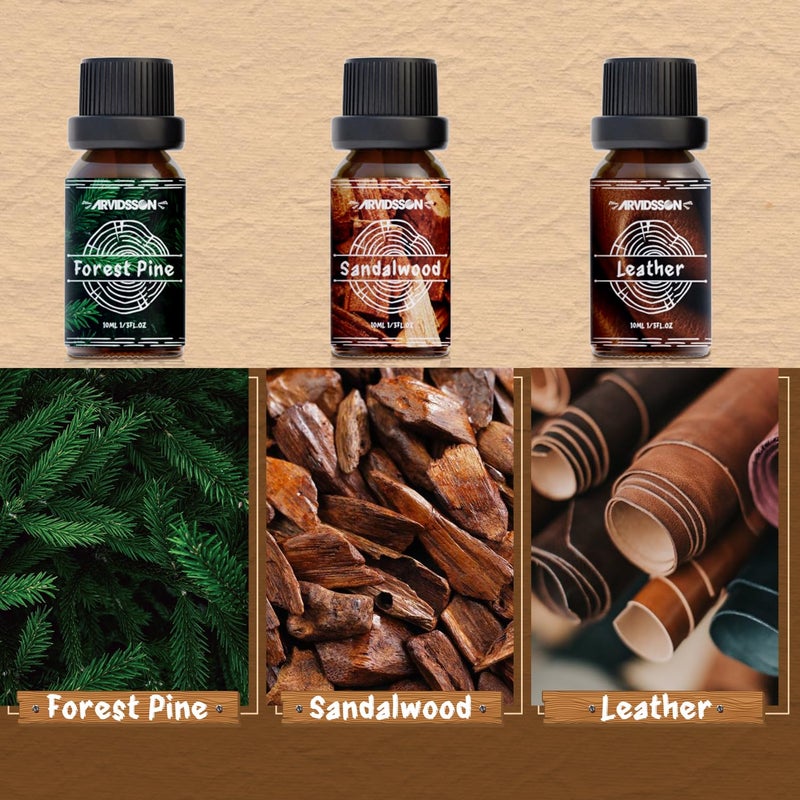 ARVIDSSON Woody Essential Oils Set, ARVIDSSON Woodsy Fragrance Oil for Candle Making, Sandalwood, Leather, Teakwood, Frankincense, Cedarwood, Pine, Diffuser Essential Oil for Men and Women - Image 3