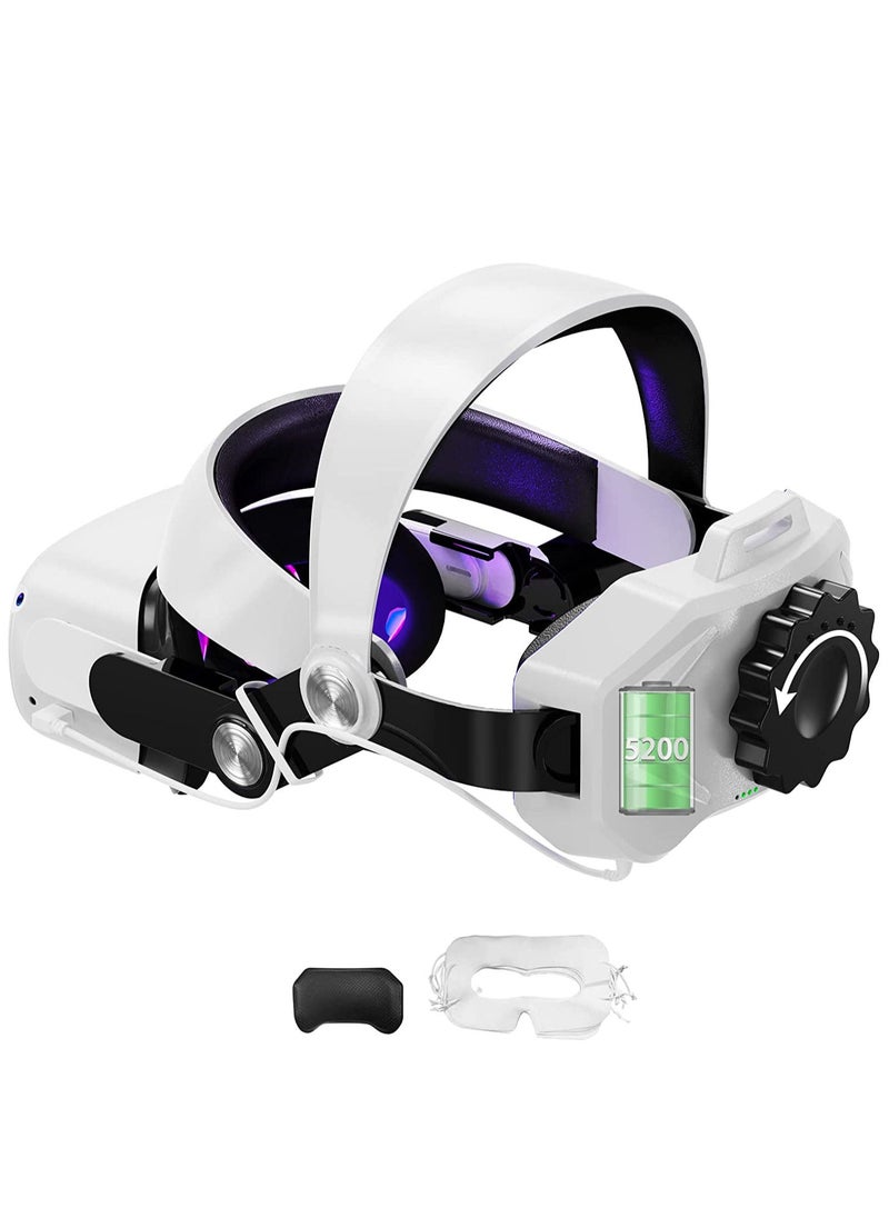 Generic - Elite Strap with Battery for Meta Oculus Quest 2 Head Strap,Breathable and Comfortable Skin-Friendly Pu Leather Ergonomic Design,6000mAh Lightweight and Adjustable VR Headset Accessories - Image 1