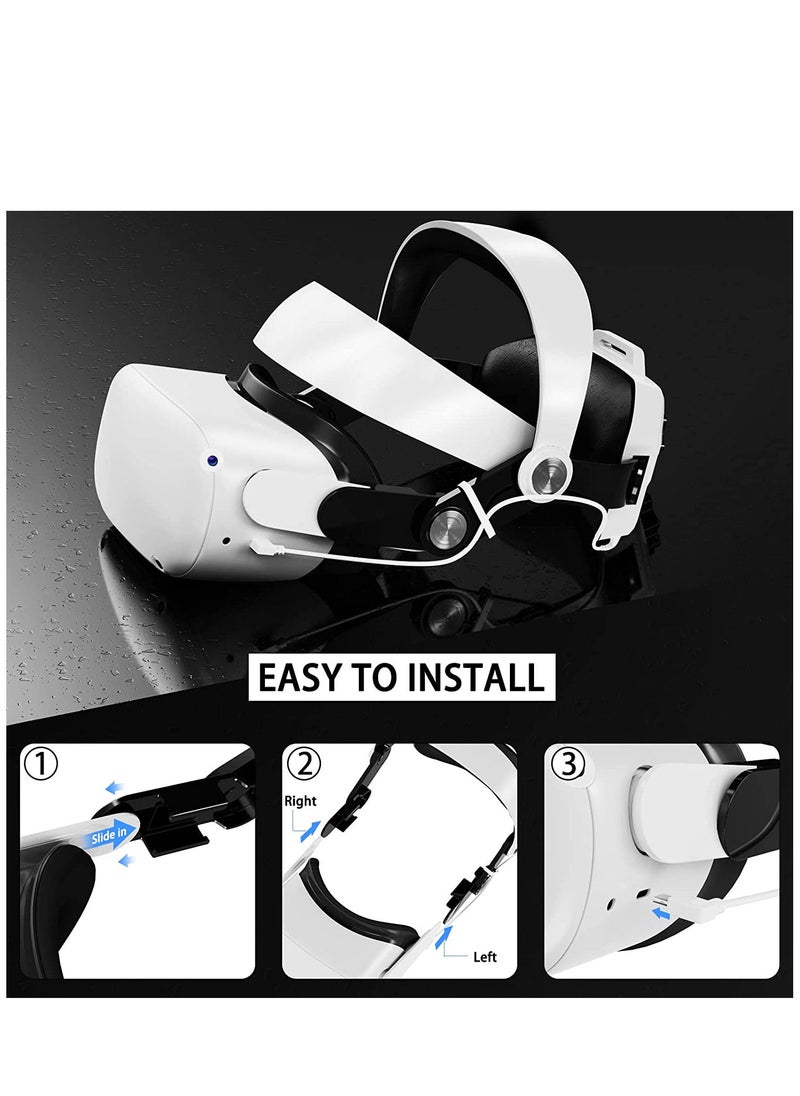 Generic - Elite Strap with Battery for Meta Oculus Quest 2 Head Strap,Breathable and Comfortable Skin-Friendly Pu Leather Ergonomic Design,6000mAh Lightweight and Adjustable VR Headset Accessories - Image 1