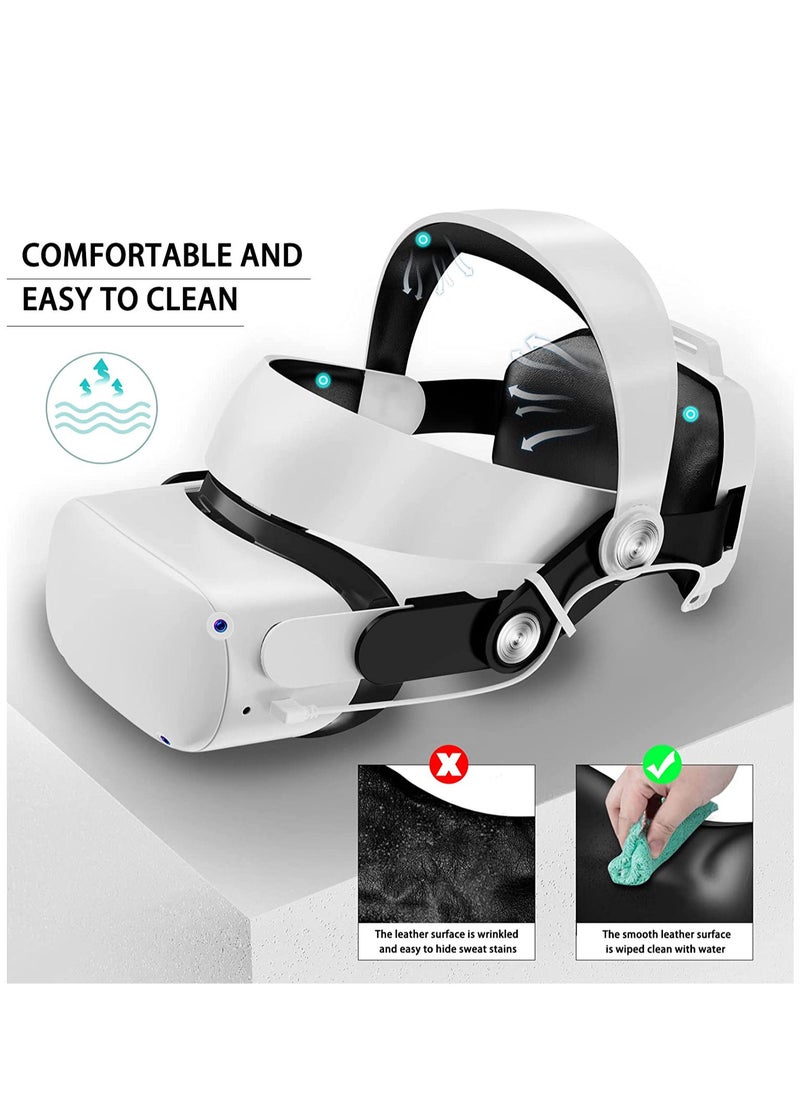 Generic - Elite Strap with Battery for Meta Oculus Quest 2 Head Strap,Breathable and Comfortable Skin-Friendly Pu Leather Ergonomic Design,6000mAh Lightweight and Adjustable VR Headset Accessories - Image 1