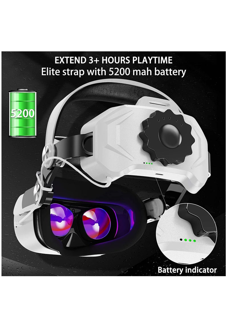 Generic - Elite Strap with Battery for Meta Oculus Quest 2 Head Strap,Breathable and Comfortable Skin-Friendly Pu Leather Ergonomic Design,6000mAh Lightweight and Adjustable VR Headset Accessories - Image 1