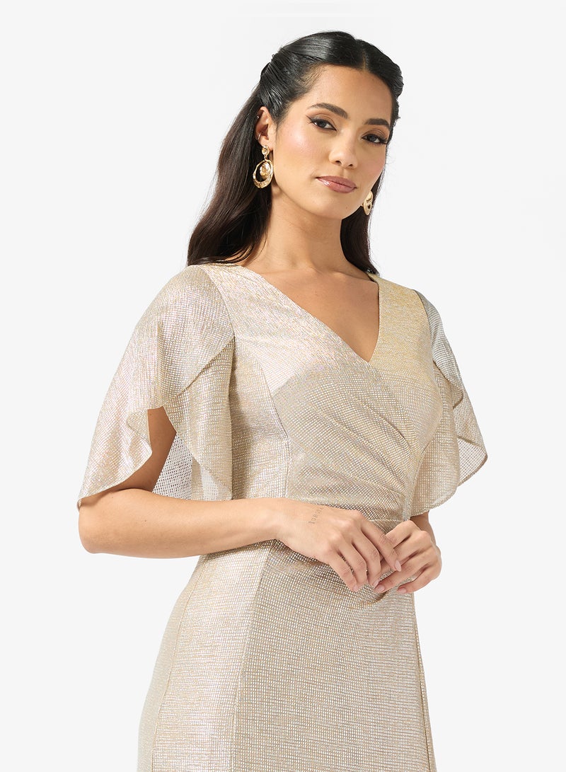 Adrianna Papell Flutter Sleeve Wrap Dress - Image 3