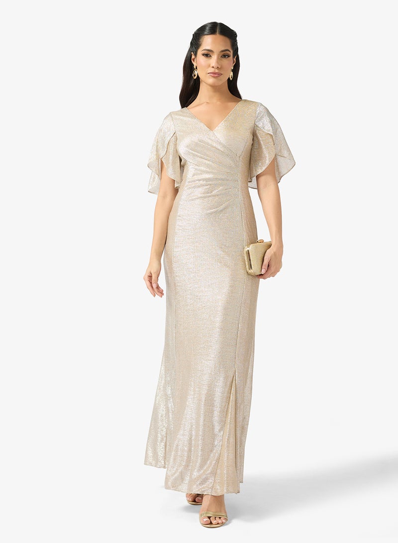 Adrianna Papell Flutter Sleeve Wrap Dress - Image 4