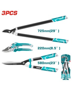 TOTAL Total 3-Piece Garden Shears Set – Includes 8.5'' Pruning Shear, 23'' Hedge Shear, and 29'' Lopper | Durable Heat-Treated Blades with Teflon Coating for Effortless Cutting  - Image 1