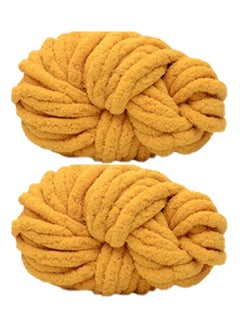 KASTWAVE 2 Pack of Soild Color Knitting Yarn Chunky Chenille Yarn for DIY Arm Hand Knitting Spin Yarn Blanket Hat Scarf Chunky Blanket Bag 500g(Turmeric) 